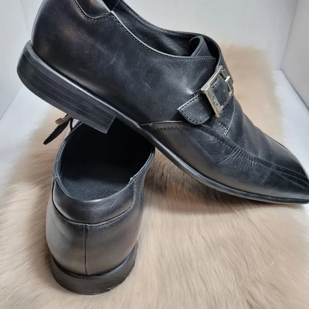 Donald J. Pliner Single Monk Strap Black Leather Mens Shoes Size 11